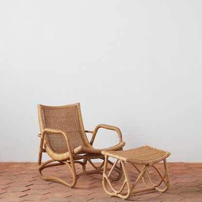 Rattan lounge chair online with ottoman